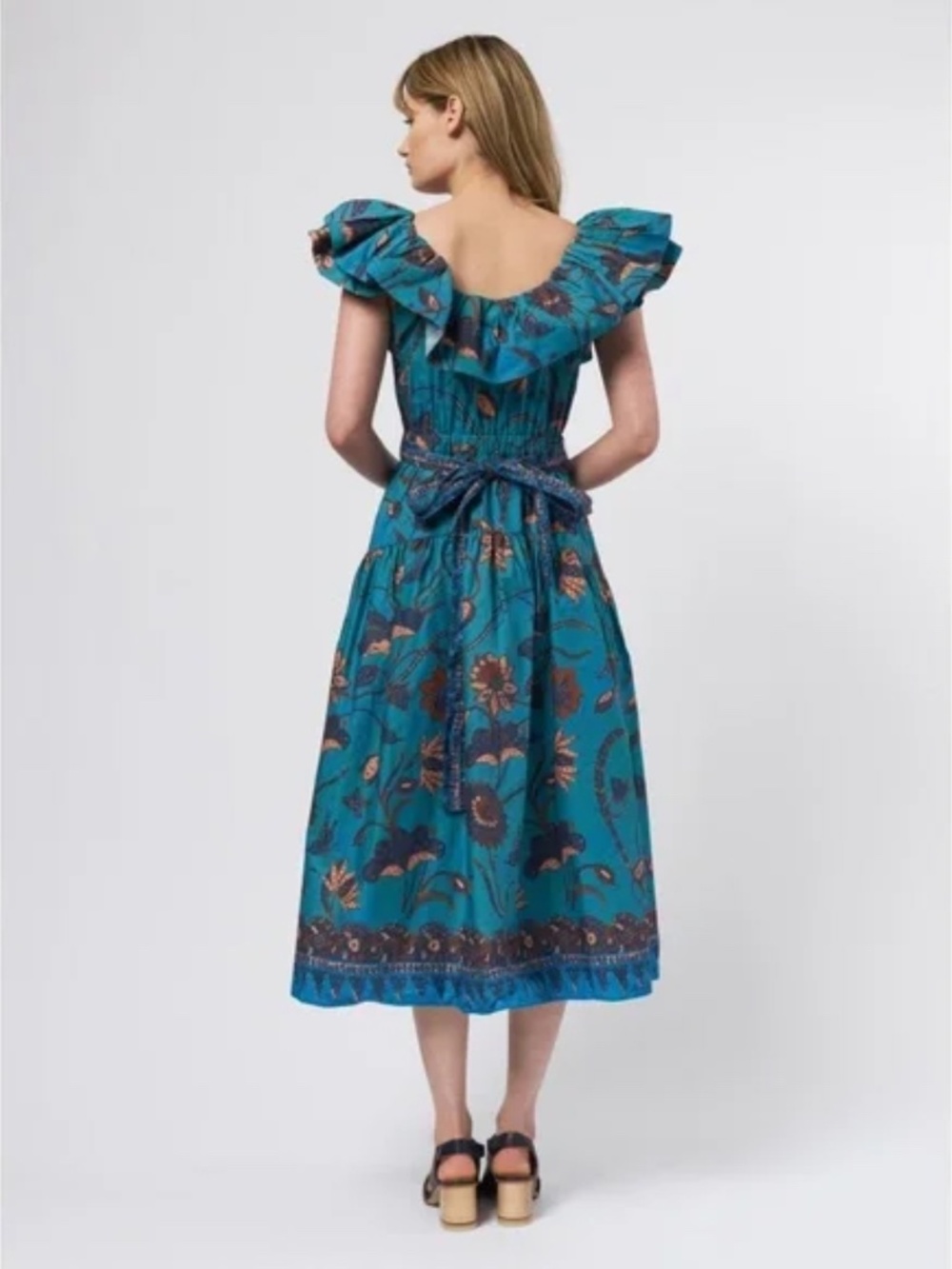 Ulla Johnson Amira Midi Dress in size 4, color blue lagoon - Picture 6 of 10